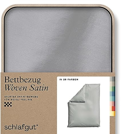 schlafgut Woven Satin Bettwäsche 135x200cm Bettdecke Bezug einzeln, Grey Light Uni in Hotelqualität mit 100% Baumwolle | Bettbezug, Deckenbezug, Grau, Satin, 100% Baumwolle, Hotelqualität, bügelfrei, OEKO-TEX