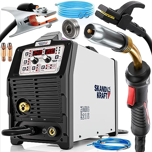 SKANDI KRAFT iSimple MIG 215 - Dual Pulse - Saldatrice a gas di protezione MIG MAG con 4 programmi di sinergia tra cui saldatura - Potente inverter 4 in 1: MIG/MAG, LIFT-TIG, MMA con modalità