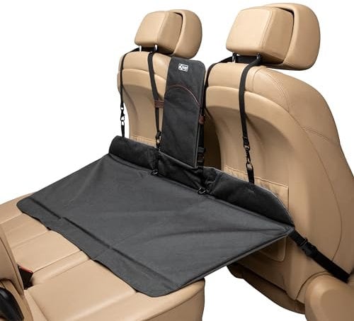 Kurgo, Rover Backseat Bridge, Rearseat Extension, Waterproof and Reversible, Black/Beige