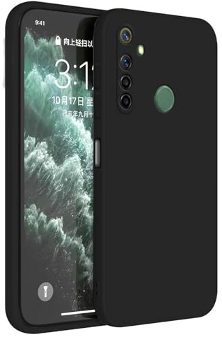 Topme Funda para Realme 6i / Realme 5i / Realme 5s / Realme 5 (6.52 Inches) Carcasa Caja Case Estuche, Funda Protectora de Piel de Silicona TPU - Negro