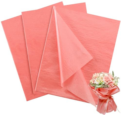 Naler 60 Sheets Rose Gold Tissue Paper 35x50cm Tissue Paper for Gift for Paper Flowers, Shredded Paper for Gift Box, Gift Wrapping, Making Flower Pom Pom, Birthday Wedding Nursery Party Decoration