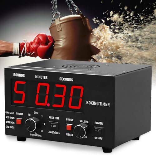 HYQNG Minuteur d'intervalle de Boxe Professionnel, minuterie d'intervalle de Gymnastique avec Affichage LED, Temps d'entraînement et répétitions de Cycle sélectionnables, Son réglable, minuterie Red