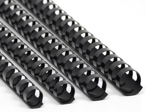 RAYSON Lot de 40 peignes de reliure 125-200 feuilles 16 mm 20 mm 22 mm 25 mm Multitaille 21 anneaux A4 Noir