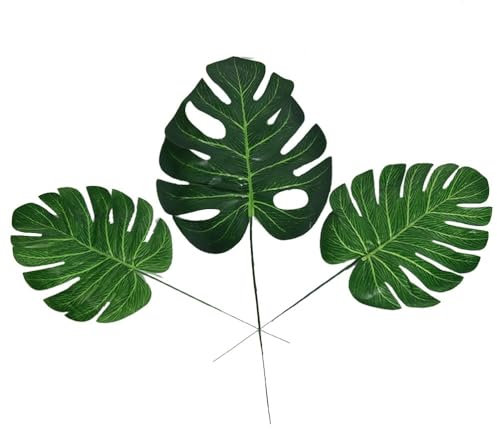 Cabilock 10 Pièces Plante de Monstres artificiels de Fausse de Palmier de la Tige Verdure Tropicales Feuillage Artificiel Plantes artificielles énage Feuilles décorations décorer Monstère