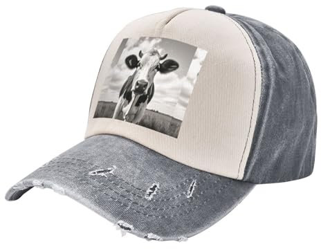 Stylischer Sport Cowboyhut mit schwarz-weißer Kuh, verstellbare Größe, ideal für den täglichen Gebrauch und im Freien, Schwarz-Weiß-Kuh 3, Einheitsgröße, Schwarz-Weiß-Kuh 3, Einheitsgröße,