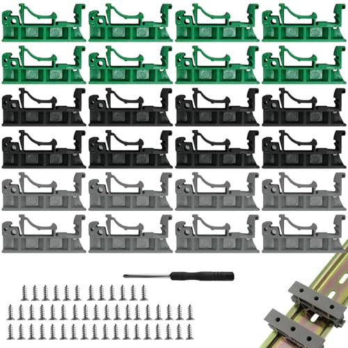 24 StüCk(12 SäTze) Hutschienen Adapter Set, Reihenklemmen Hutschiene, Pcb Din C45 Schiene Leiterplatte Montage Halter, Leiterplatten Montagehalterung Halter Clip(48 Schrauben,2 Schraubendreher)