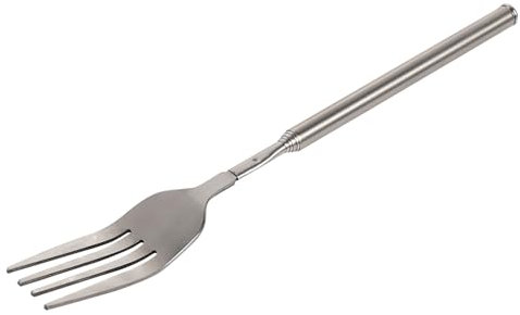 Tenedor telescópico, cubiertos de acero inoxidable, extensible, mango largo, retráctil, vajilla ajustable que se extiende hasta 25 pulgadas para cocinar frutas, postres, tostar, salchichas y verduras