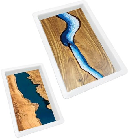 Grand moule époxy 40,1 x 24,9 x 7,6 cm et 28,7 x 19,1 x 5,1 cm, moules pour planche à découper pour résine époxy, grand moule réutilisable pour table basse, table de rivière, planche de charcuterie