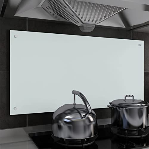 ARKEM Protección Salpicaduras Cocina Vidrio Templado Blanco 100x50 cm Cubre VitroceráMica Cristal Templado