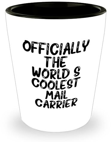 Gifts from Someone Who Thinks Mail Carriers Are Cool | Funny 1.5oz White Ceramic Shot Glass for Mail Carriers | Gifts for Mail Carriers | Father's Day Cool Gifts