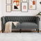 Tidyard Chesterfield-Sofa 2-Sitzer Chesterfield Sofa Couch Bürosofa Polstermöbel Ledersofa Stilsofa Clubsofa Dunkelgrau Stoff
