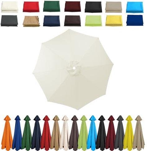HonunGron Telo di Ricambio per Ombrellone A 6 Stecche/8 Stecche, UV50+ Telo di Ricambio per Ombrellone da Giardino, Copertura di Ricambio, per Tavolo, Ombrello, Baldacchino (3.0m - 8 Ribs,Beige)
