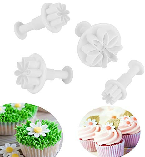 Restokki 4 Stück Kuchendekoration, Fondant-Kuchen-Keks-Ausstecher, Blumenmuster-Fondant-Ausstecher, DIY-Backutensilien