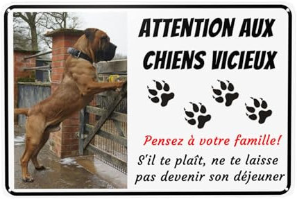 Panneau Attention au Chien personnalisém, pancarte attention au chien, Personnalisez vos photos et votre texte, pour chien portail extérieur résistant à la rouille pour porte de clôture ou portail.