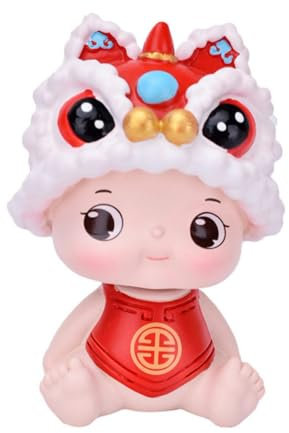 IMIKEYA 2St Tiger-Löwen-Ornamente entzückendes Tigerdekor Auto Armaturenbrett Jahr Figur Kuchenverzierung Dekoration für zu Hause spielzeuge Puppe Desktop- Tigerstatue aus Harz rot