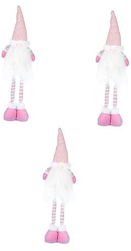 IMIKEYA 3 Pièces Ornement De Poupée sans Visage Jolie Poupée Gnomes Poupée GNOME en Peluche GNOME Nordique Père Noël Décoration De Poupée Père Noël GNOME Tomte Rose Coton PP