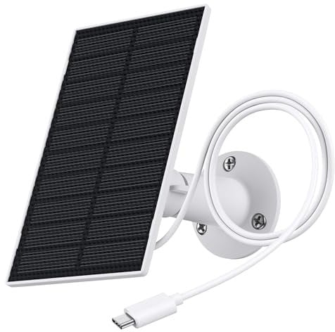 GALAYOU Panneau Solaire pour Camera Surveillance WiFi Exterieure sans Fil Batterie Solaire, pour camera exterieur sans fil, type C, étanche, chargement continuel