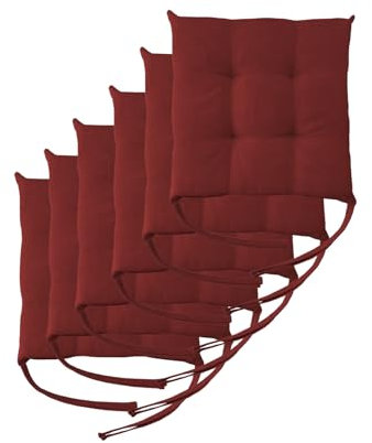 Il Tuo Artigiano Design 6 Stuhlkissen im Set, 40 x 40 cm 6 cm dick, Polsterung aus Schaumstoff und weichem Acryl, Sitzkissen Stuhl 6er Set, Stuhlkissen Outdoor 40x40 (6, Bordeaux)
