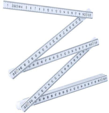 Gliedermaßstab, 2 m Zollstock aus Kunststoff, Meterstab mit 10 Glieder, Starke Haltbarkeit, Große, gut lesbare Zahlen, Meterstab Geschenk für Alle Heimwerker, Haus, Hobby & Werkstatt (Weiß)