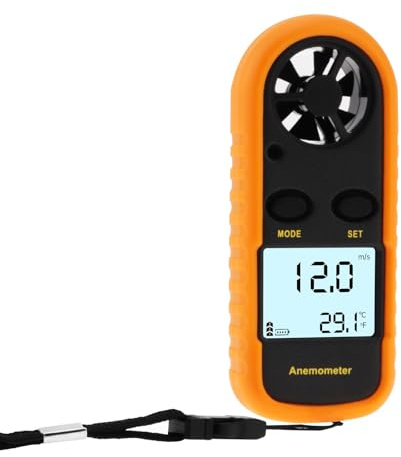 Smgda Anémomètre Portable Numérique Haute Précision à Écran LCD pour le Vol de Cerf-Volant, Météorologie et Pêche avec Vitesse de l'Air MAX/MIN/AVG et Test de Température du Vent