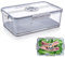 imposyu Organizador Nevera Transparente Cajas de Almacenamiento Cocina con Bandeja de Drenaje Recipientes para Alimentos Fresco para Verduras Frutas Pan (32,5 x 17,5 x 11 CM)