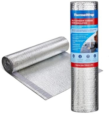 Thermawrap Garage Door Insulation roll 750mm x 8m - self Adhesive Reflective foil Bubble Insulation - Multi Layer Thermal Home Insulation for Garage shed loft Wall.