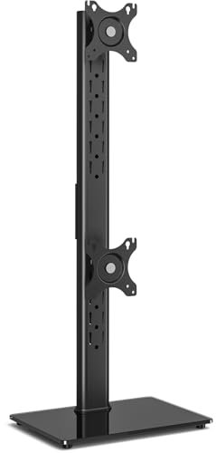 5Rcom Dual Monitor Stand for 13-38 Inch Screens, Vertical Monitor Stand for Desk, Rotation & Swivel Arms, Height Adjustable 2 Mount Stand with VESA 75x75/100x100mm up to 20KG