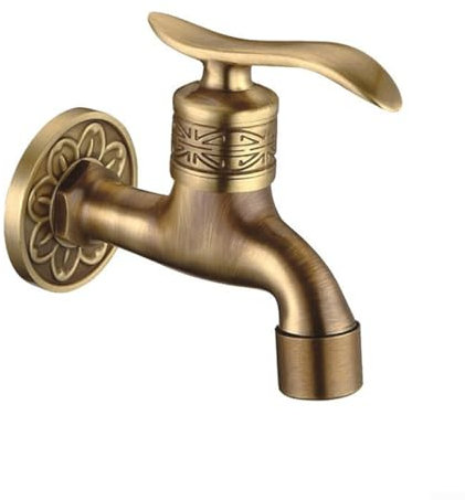 Feegow Antik Messing Bad Waschmaschine Wand Montiert Wasserhahn G1/2 Vintage Wandmontage Kaltwasserhahn für Outdoor Garten Single Kaltwasserhahn