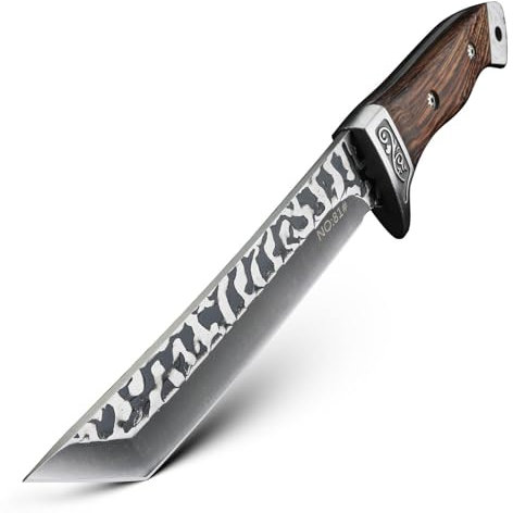 XUANFENG Couteau plein Tang couteau de chasse à lame fixe avec gaine de poignée en bois antidérapante pour le camping, la survie, la randonnée, en plein air, cadeau