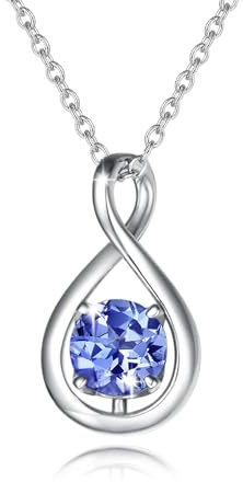 FANCIME Infinity Geburtsstein Halskette für Damen 925 Sterling Silber Kette | vergoldet Unendlichkeit Edelstein Anhänger feiner Schmuck Muttertag Weihnachten Jubiläums Geburtstag Geschenke für Frau Mama