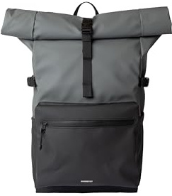 Sandqvist Stream Rolltop Backpack 16”, 34L, Black & Grey, Waterproof Laptop Backpack, 16 Laptop Compartment, Recycled Materials