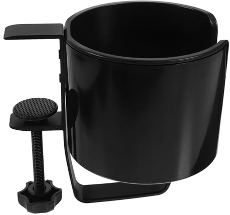 Sewroro Desk Cup Holder Clamp Headphone Hook Black, Water Glass Holder Table Clip for Gaming Desk Accessories and Office Organization