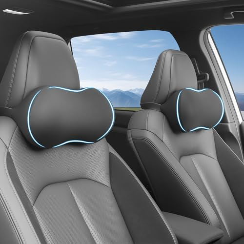 AntDiseno Nackenkissen Auto, Kopfkissen für Autositz, Nackenkissen Autos Memory Foam Kopfkissen, Komfort und Atmungsaktiv, ideal für Autos SUVs und Oficina (Schwarz)