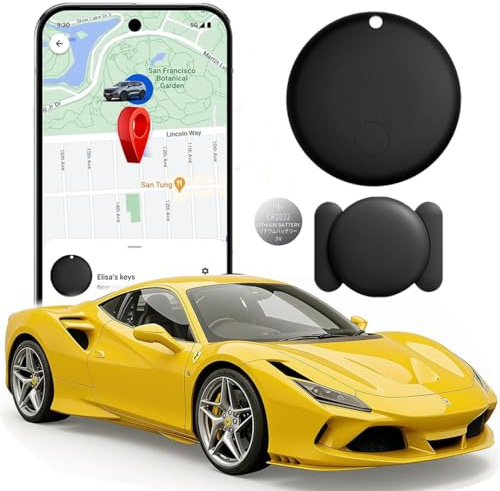 Traceur GPS Voiture, Traceur Android GPS Voiture, Traceur GPS sans Abonnement sans SIM, Air Tracker Android Batterie Remplaçable Positionnement Global en Temps Réel Air Traceur avec Bagages (Noir)