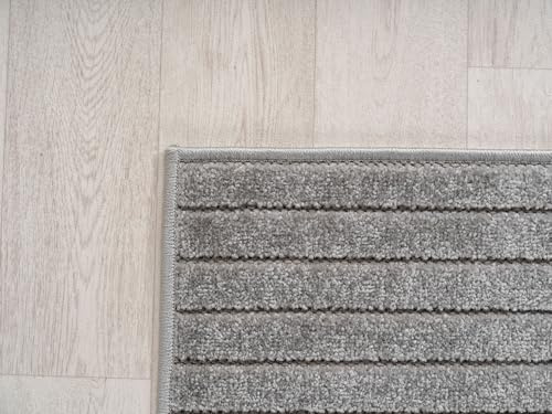 KADIMA DESIGN Küchenteppich Skandinavischer 3D-Design Wetterfest Langlebig Waschbar Belastbar Strapazierfähig Silber 140x200 cm Balkon Küche Oeko-TEX Zertifiziert | ENGADIN