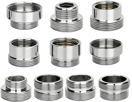 10Pcs Faucet Adapter Kit, Tap Adapter for Kitchen Sink, Universal Faucet-Adapter Durable Female Sink Faucet for Kitchen Sink Garden Hose Diverter Filter Use(16-24mm)