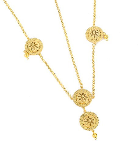 Äthiopische Kopfkette, vergoldetes Haarteil, Schmuck, Habesha, Eritrea, Kopfschmuck, Hochzeitsgeschenk, Messing, Kein Stein