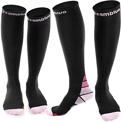 CAMBIVO Kompressionsstrümpfe Damen und Herren 2 Paar, Kompressionssocken Stützstrümpfe für Laufen, Sport, Flug, Reise, Radsport