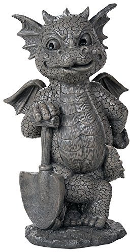 Pacific Giftware Gartenfigur Drache als Gärtner 29,5 cm - Gartendrache Fantasy Deko Statue Garten Figur