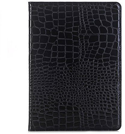 iPad 6. 5. 2018 2017 Hülle für Frauen, iPad Air-2. 1. 9,7 Zoll Hülle, DMaos Krokodil Reflector PU-Leder Folio Smart Cover – Schwarz