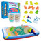 Leo & Emma Space Sand 1.8kg Dinosaurier Set 20tlg. 8 Förmchen mit Tieren, Schaufel, Modellierwerkzeug, Mini-Sandkasten Therapiesand - Neues Modell (0.9kg weiß und 0.9kg türkis)