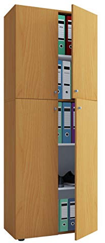 VCM Büroschrank mit 5 Fächern | moderner Aktenschrank mit Drehtüren | Maße ca. B. 70 x H. 184 x T. 40 cm – Lona 5-Fach