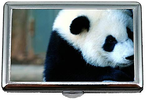 Étui à cigarettes rigide, titulaire de la carte de visite pour panda animal magique (acier inoxydable)
