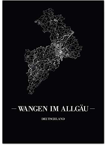 JUNIWORDS Stadtposter - Wähle Deine Stadt - Wangen im Allgäu - 30 x 40 cm Poster - Schrift A - Schwarz