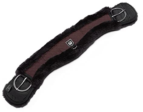 Werner Christ Western Lammfell MONDGURT anatomischer Western-Sattelgurt mit konkaver Sichelform, echtes Fell, Westerngurt in braun-braun, in 65 cm