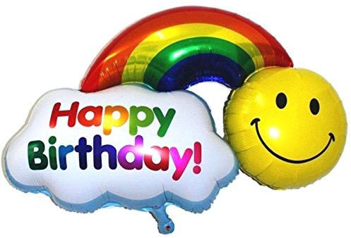 Happium 36 Zoll Smile/Happy Birthday Regenbogen-Folienballon, große Folienballons, Regenbogen-Geburtstagsballons, alles Gute zum Geburtstag, Dekorationen, Geburtstagsballons