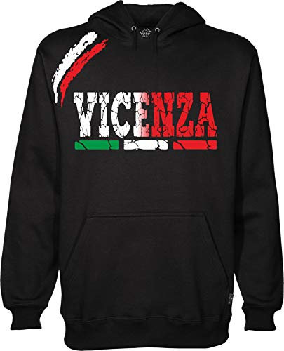 Vestipassioni Felpa Vicenza Cappuccio Sport Tifosi Ultras Calcio Supporter Made in Italy(XL, Nero)