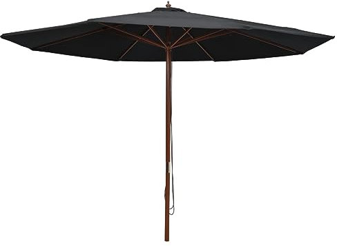 Parasol d extérieur avec mât en bois 350 cm Noir