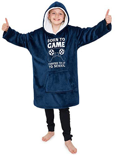 CityComfort Decke Hoodie Kinder Fleece Übergröße Kapuzenpullover Jungen (Blau)