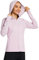 MASKERT Damen UV Shirt Sonnenschutz Hoodie Laufshirt Langarm Full Zip Funktionsshirt Wandershirts Sportshirt Running mit Taschen Outdoor Jacke UPF 50+, Hellrosa M